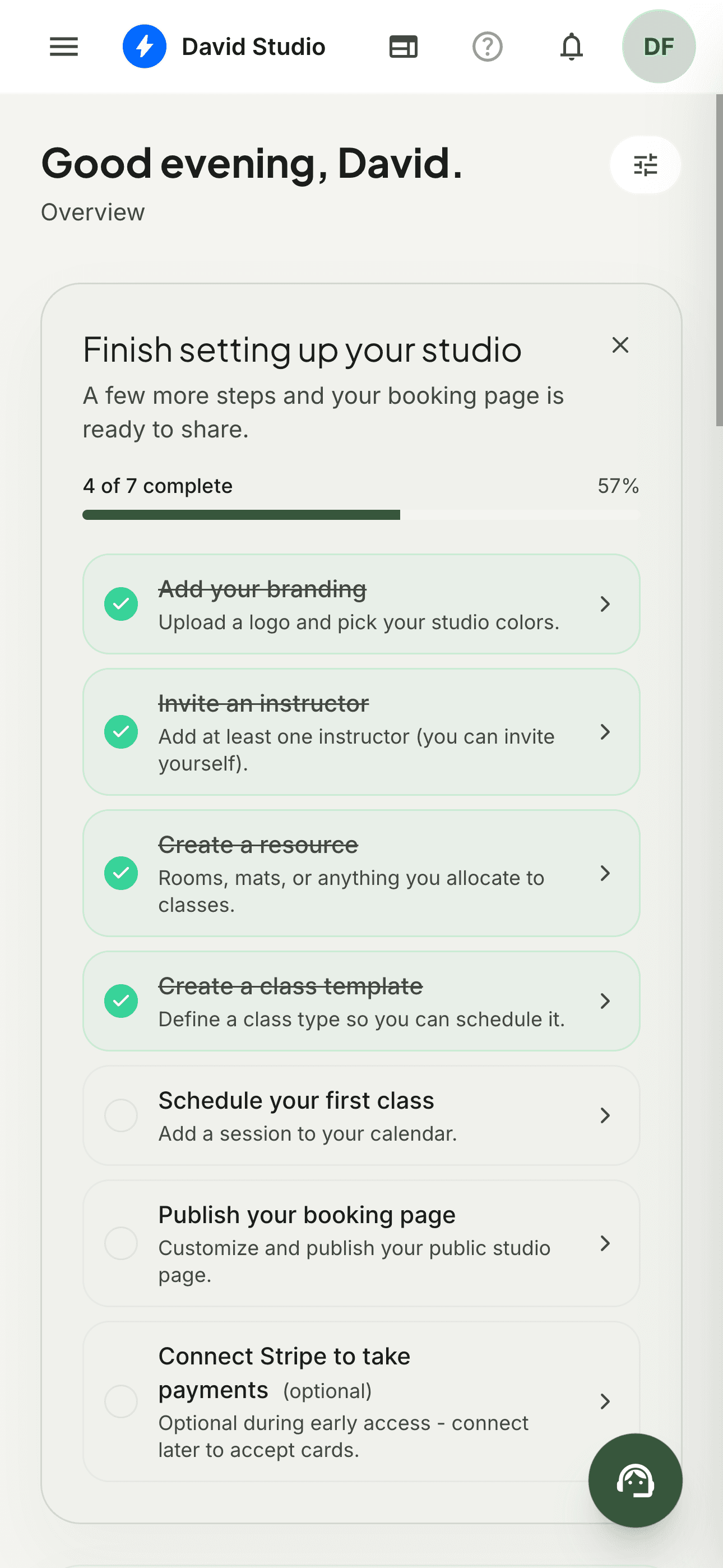 Instructor checking clients in on mobile